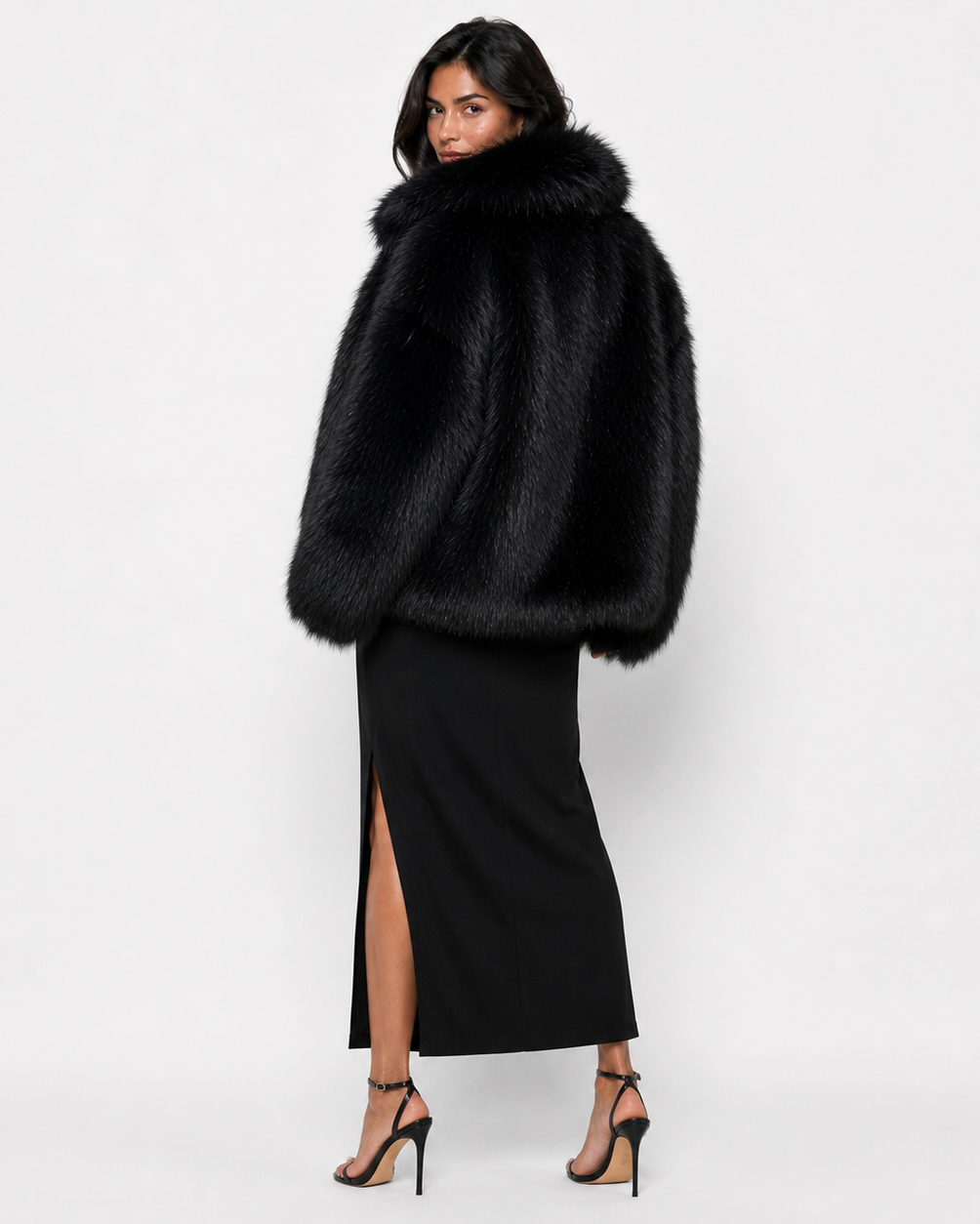 SERENA WIDE-COLLAR FUR COAT