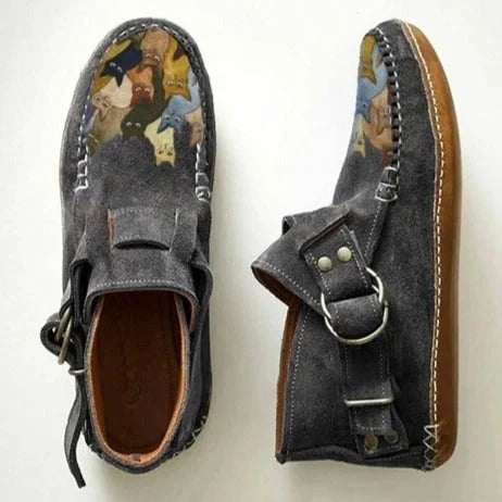 Shoes For Women | Cat Patchwork Buckle Moccasin
