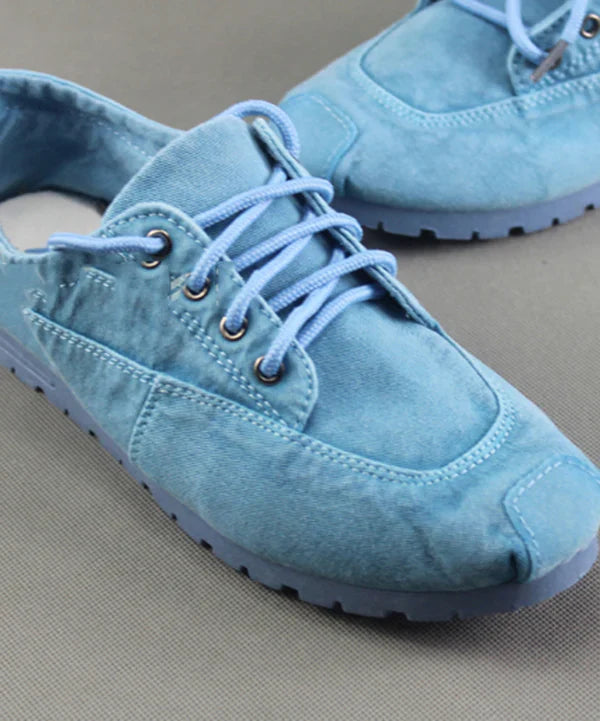 Shoes For Women | Lace Up Canvas Flat