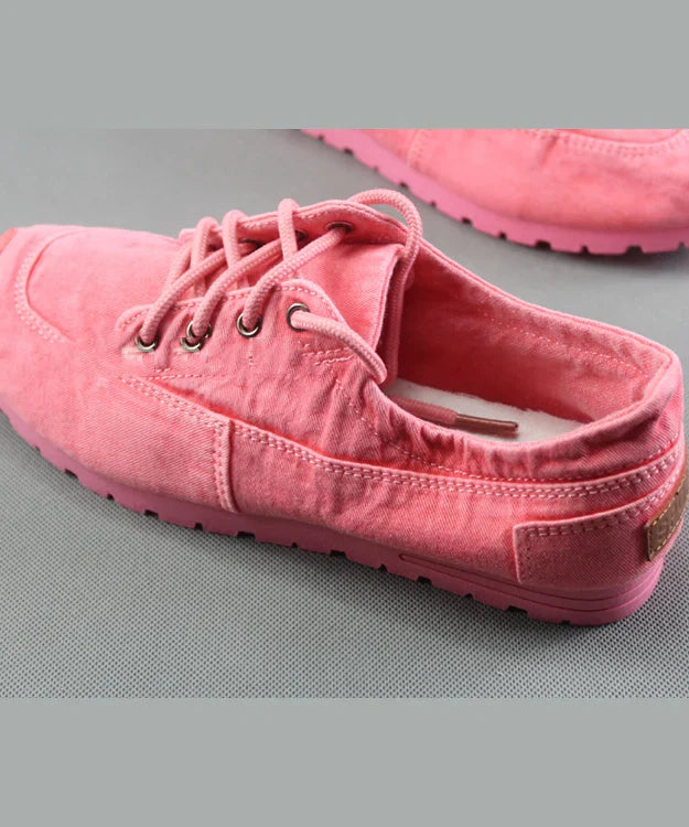 Shoes For Women | Lace Up Canvas Flat