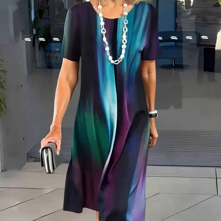 Katherine | Women’s Printed Short Sleeve A Line Midi Dress