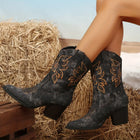 Western Boots For Women | Denim Block Heel Pointed Toe