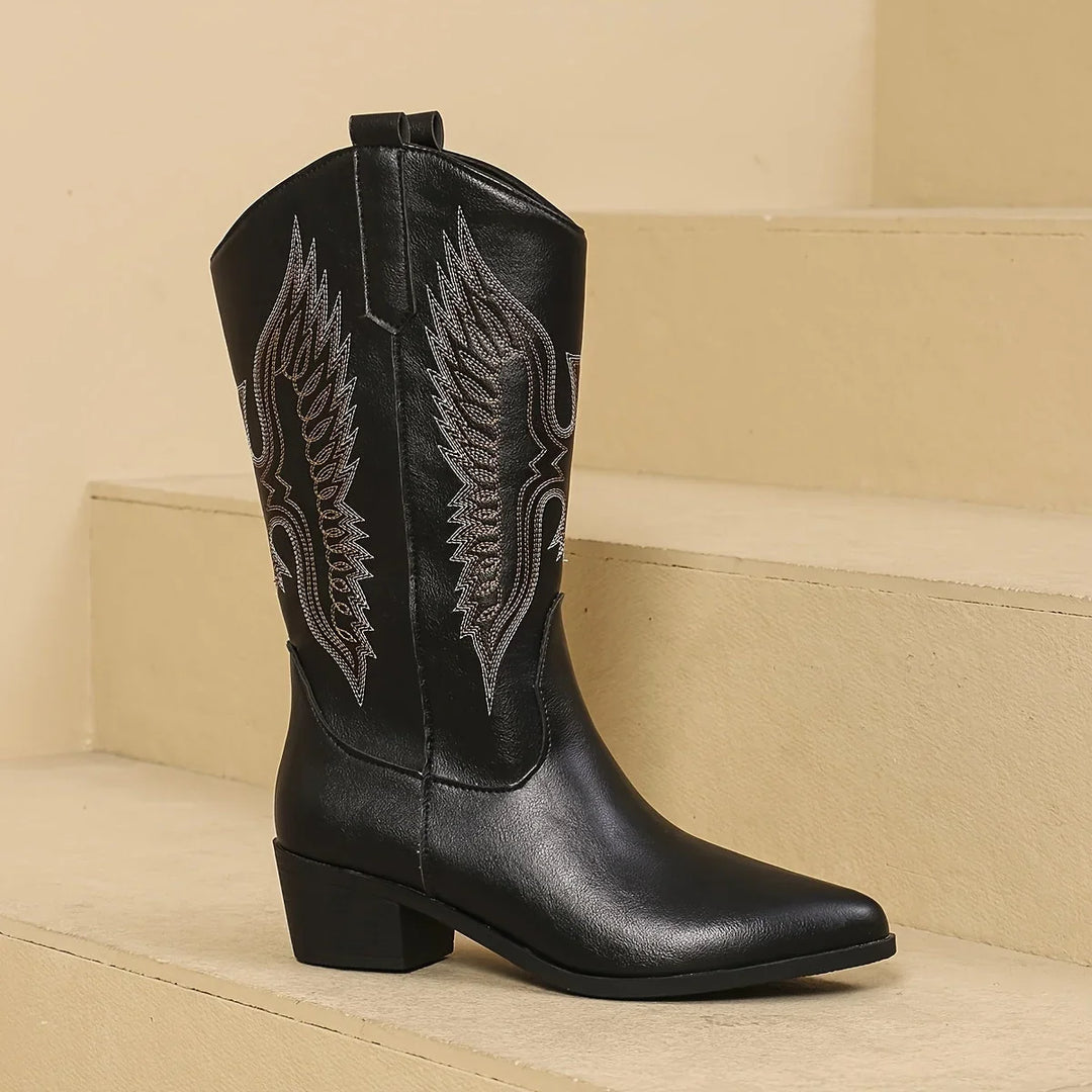 Western Boots For Women | Knee High Pointed Toe Block Heel