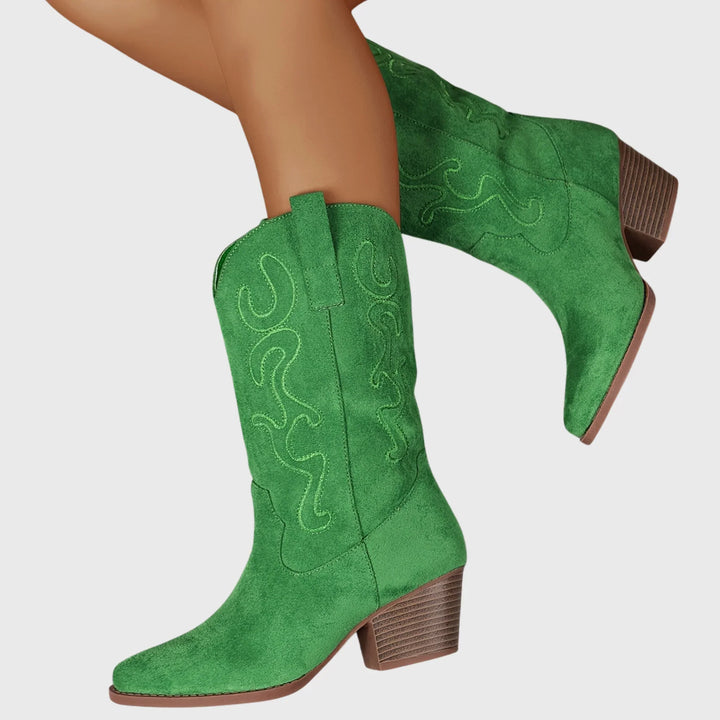 Western Boots For Women | Mid-Calf Block Heel Pointed Toe