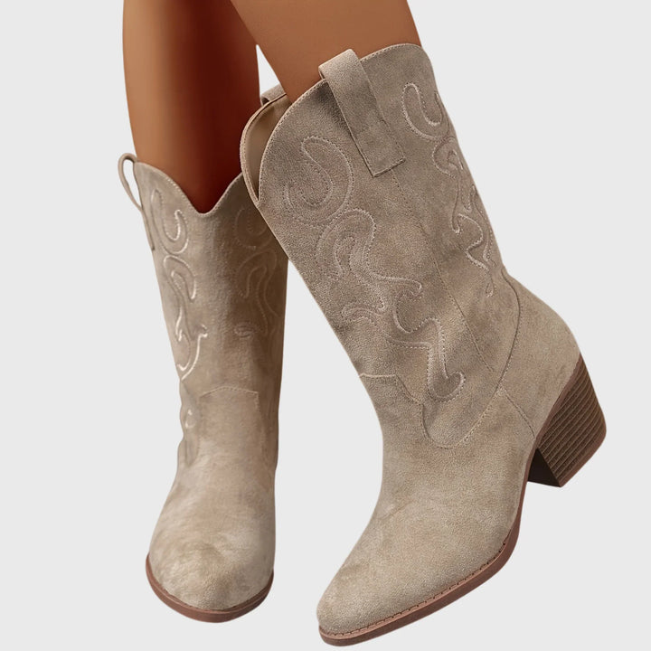 Western Boots For Women | Mid-Calf Block Heel Pointed Toe