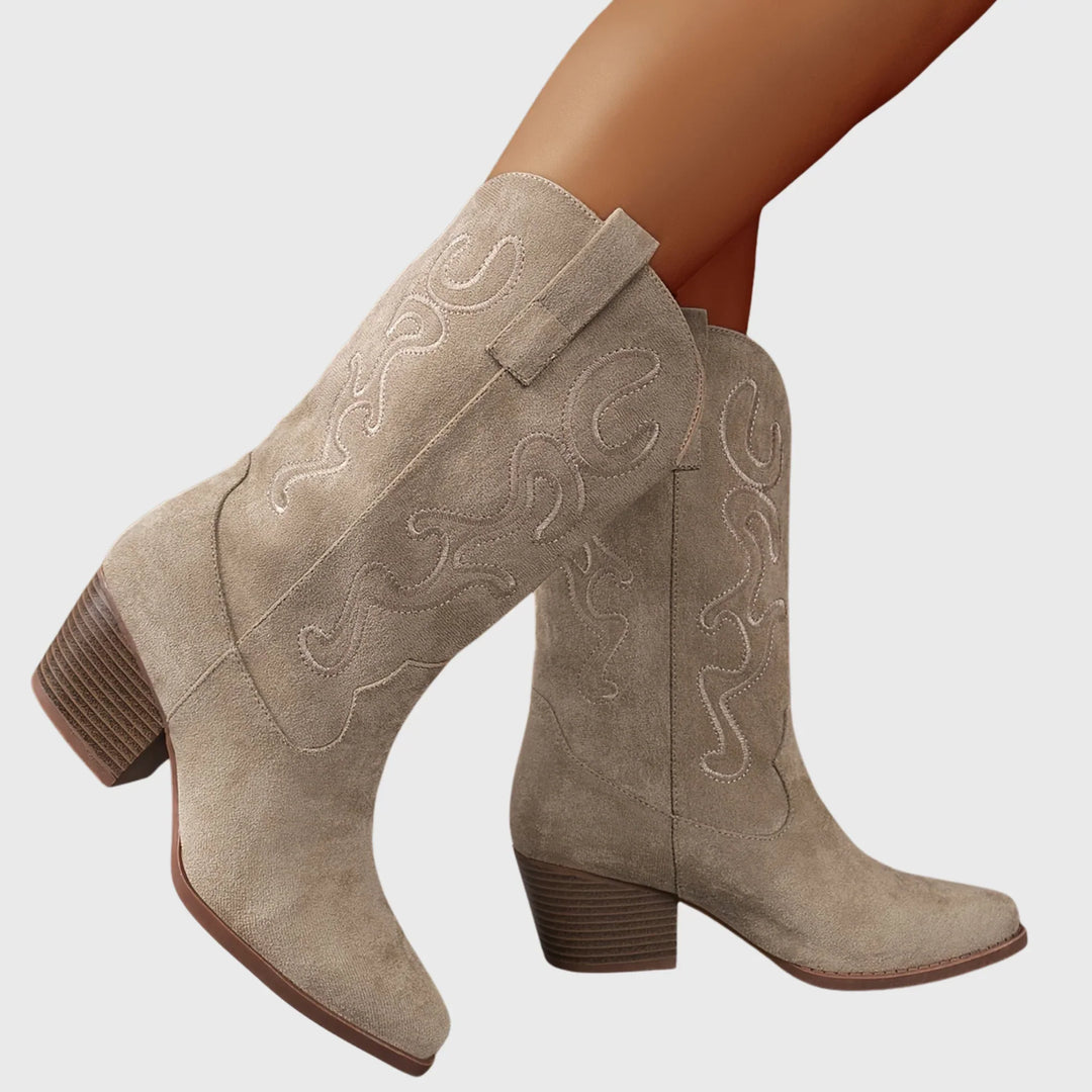 Western Boots For Women | Mid-Calf Block Heel Pointed Toe
