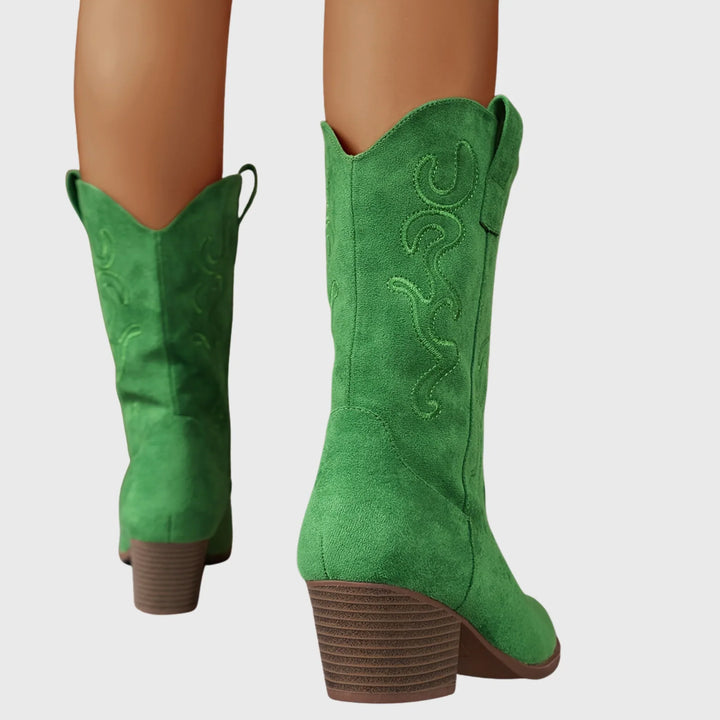 Western Boots For Women | Mid-Calf Block Heel Pointed Toe