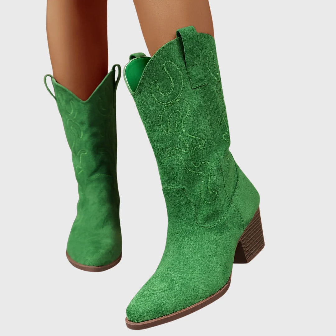Western Boots For Women | Mid-Calf Block Heel Pointed Toe