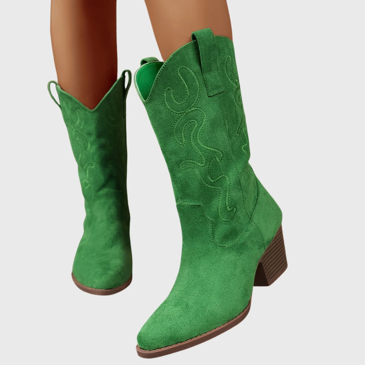 Western Boots For Women | Mid-Calf Block Heel Pointed Toe