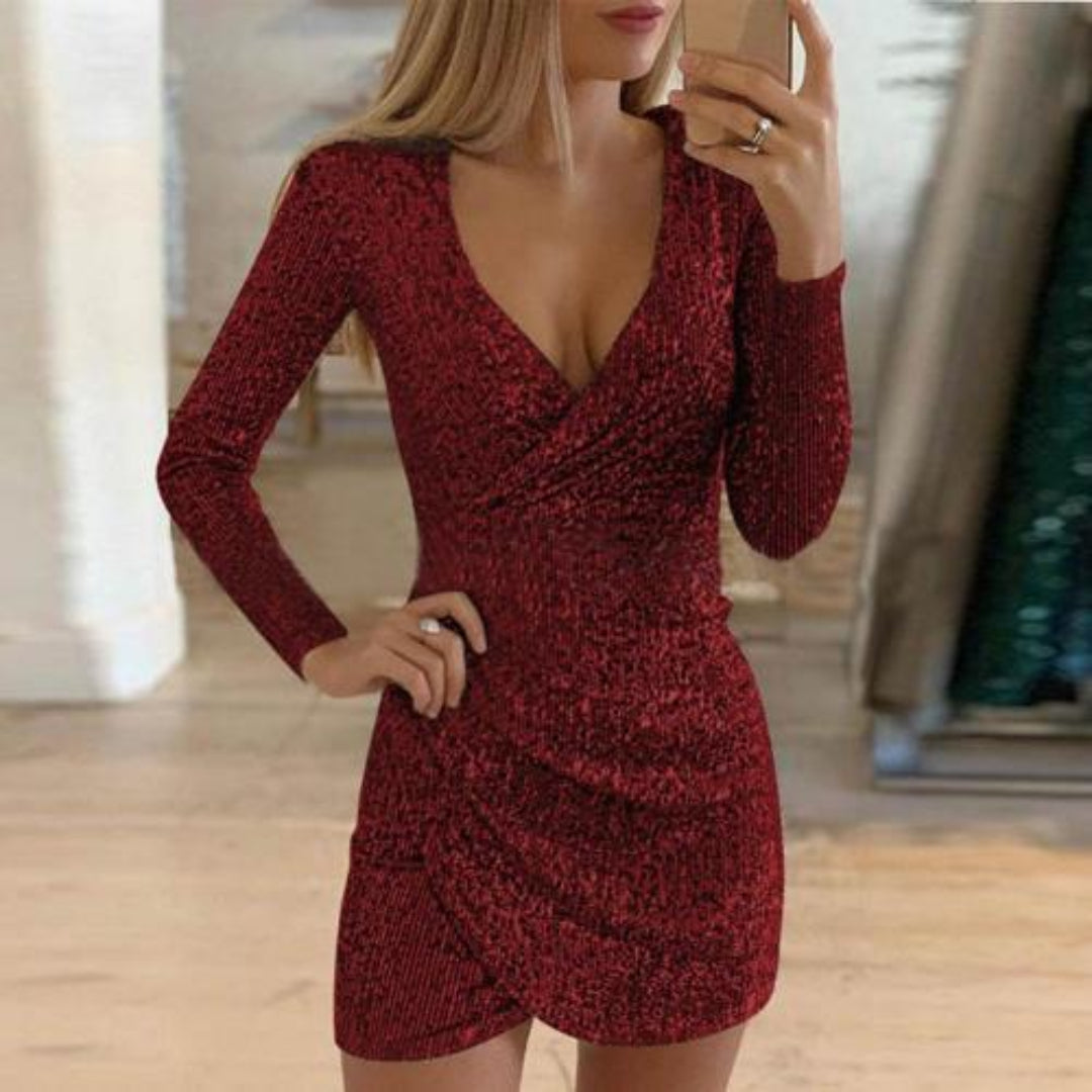 Unisex Sequin Wrap Evening Dress