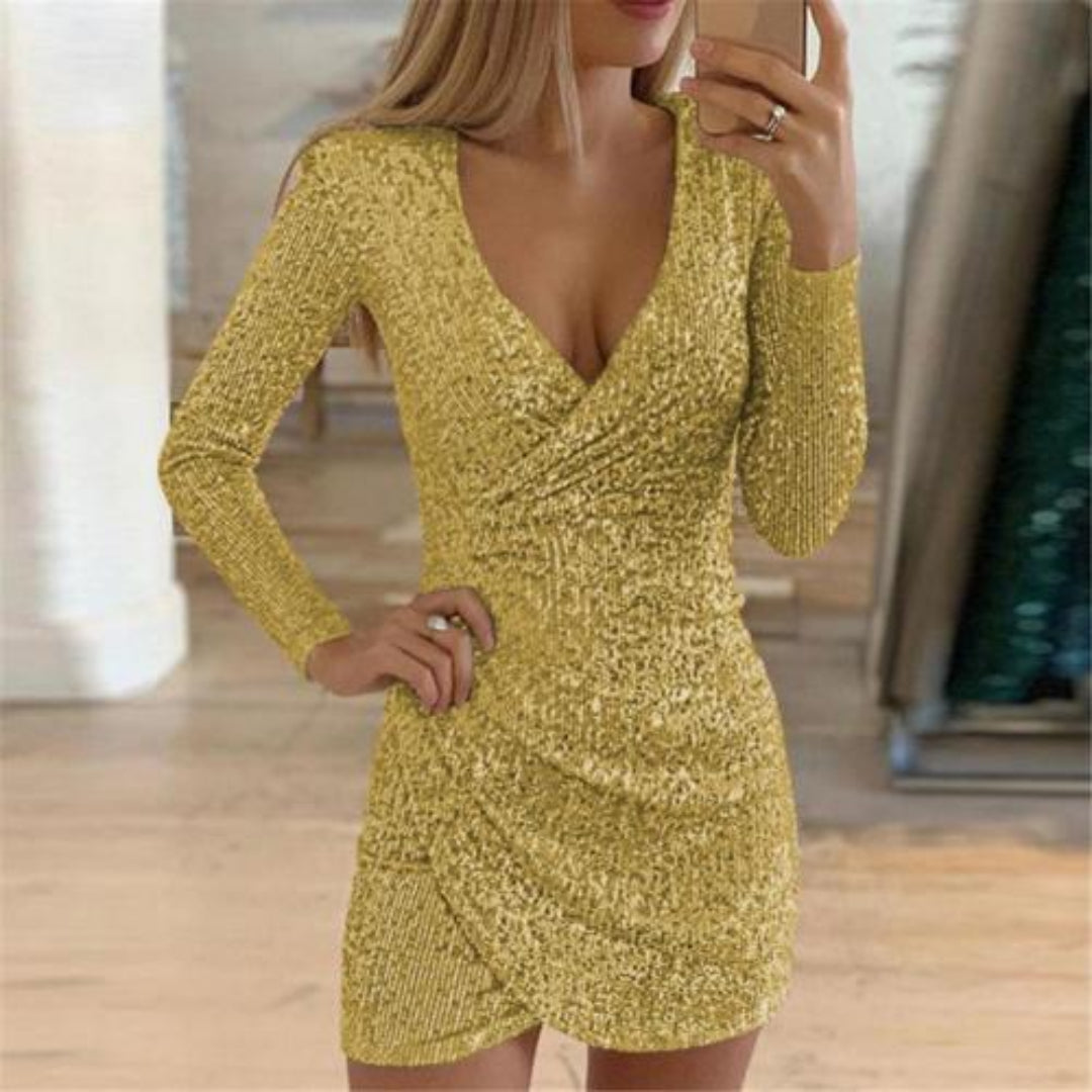 Unisex Sequin Wrap Evening Dress
