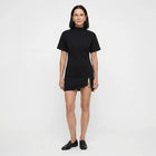 Women's Black Mini Dress | High Neck Side Slit
