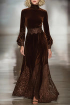 Women's Formal Dress | Maxi High Collar Lace Long Sleeve