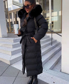 Aria | Women's Long Belted Fur Hood Puffer Coat