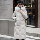 Lily | Women's Long Hooded Faux Fur Trim Quilted Coat