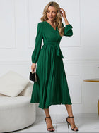 Women's Long Sleeve Midi Wedding Guest Dress