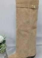 Layla | Women's Suede Knee-High Buckle Strap Thigh-High Boots