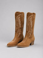 Isabella | Women's Western Embroidered Suede Knee-High Ankle Boots