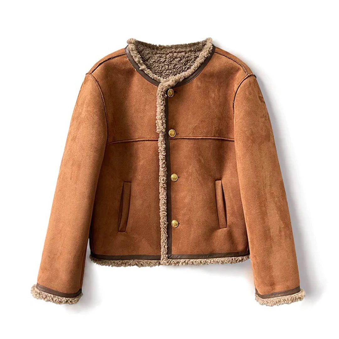 Xanthe | Suede Shearling Jacket with Fleece Lining for Women