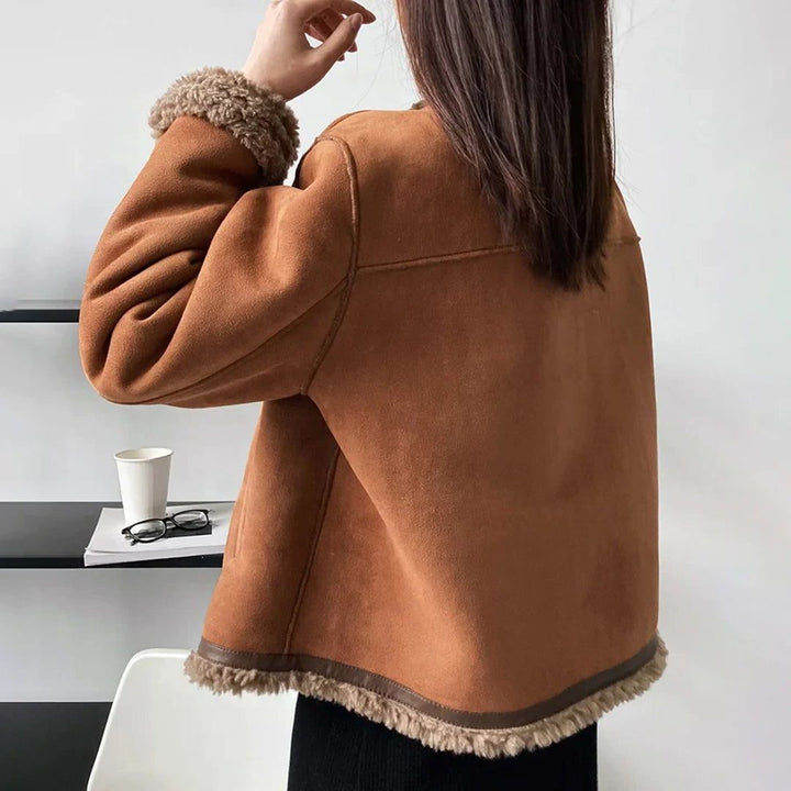 Xanthe | Suede Shearling Jacket with Fleece Lining for Women