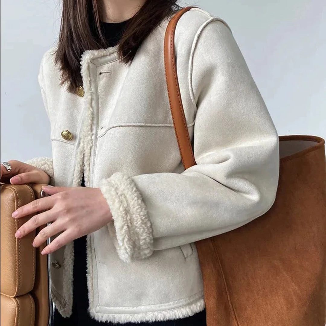 Xanthe | Suede Shearling Jacket with Fleece Lining for Women