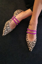 Zinnia | Women's Leopard Print Double Strap Mary Jane Flats